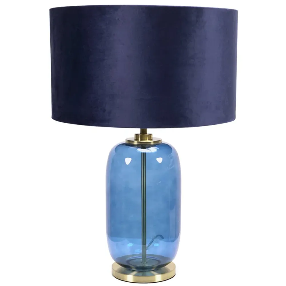 Leigh Reni LED Table Lamp - Navy Blue, Velvet