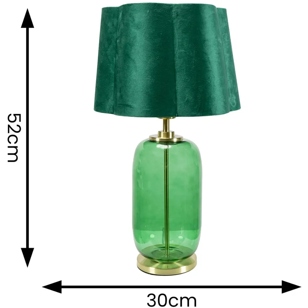 Leigh Scallop Shade LED Table Lamp - Green, Velvet