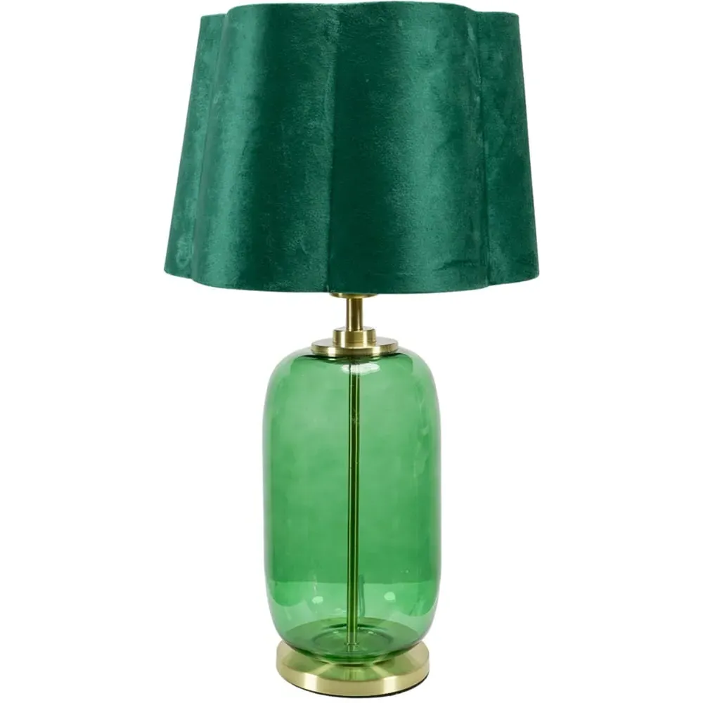 Leigh Scallop Shade LED Table Lamp - Green, Velvet image