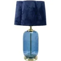 Leigh Scallop Shade LED Table Lamp - Navy Blue, Velvet