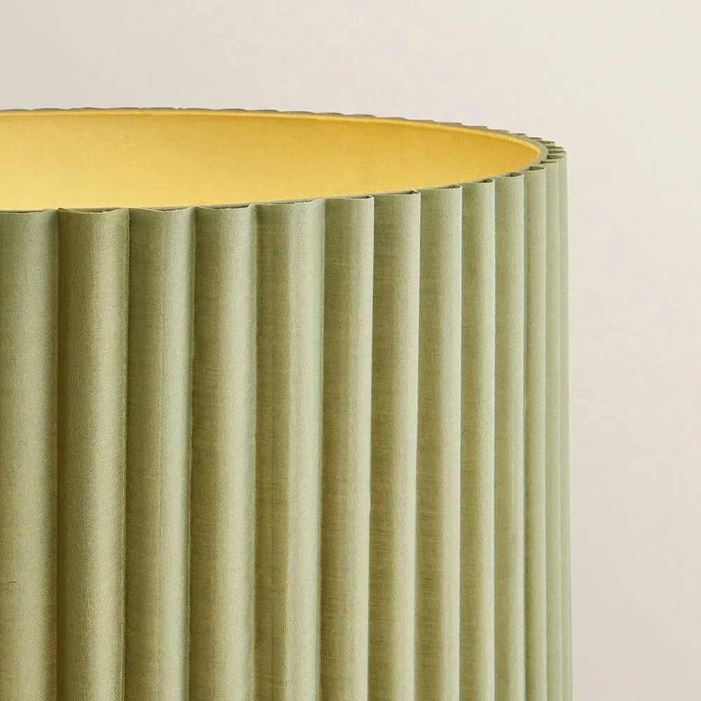 Lenny Drum Floor Lamp with LED Bulb - Green, Ribbed Fabric