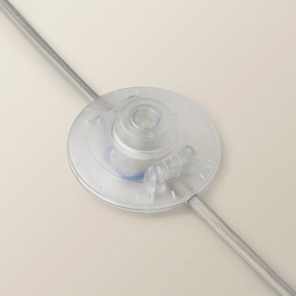 Lenny Drum Floor Lamp with LED Bulb - Stone Grey, Ribbed Fabric