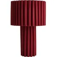 Lenny Drum Table Lamp with LED Bulb - Burgundy, Fabric