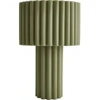 Lenny Drum Table Lamp with LED Bulb - Moss Green, Fabric