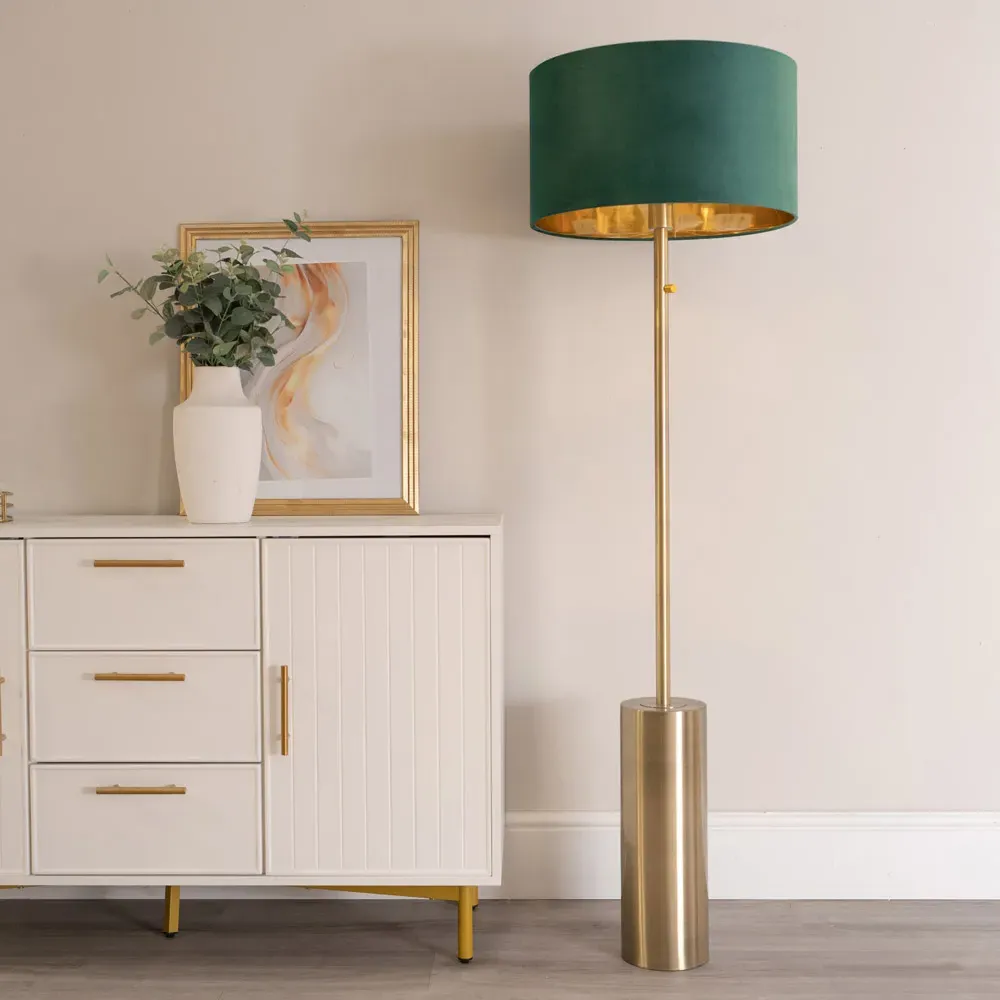 Lexy Dimmable Floor Lamp - Forest Green, Velvet