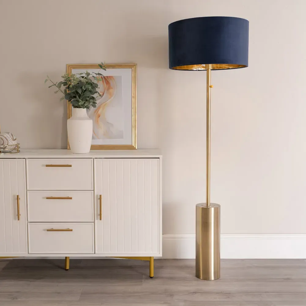Lexy Dimmable Floor Lamp - Navy Blue, Velvet