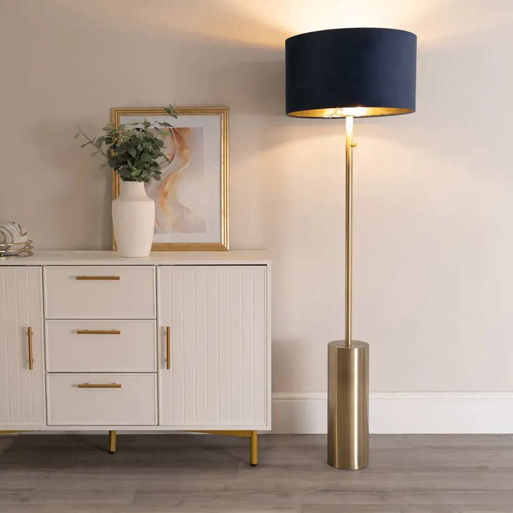 Lexy Dimmable Floor Lamp - Navy Blue, Velvet