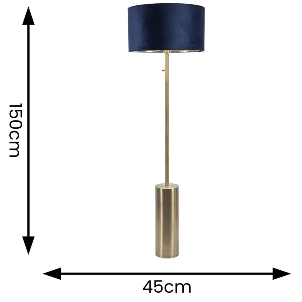 Lexy Dimmable Floor Lamp - Navy Blue, Velvet