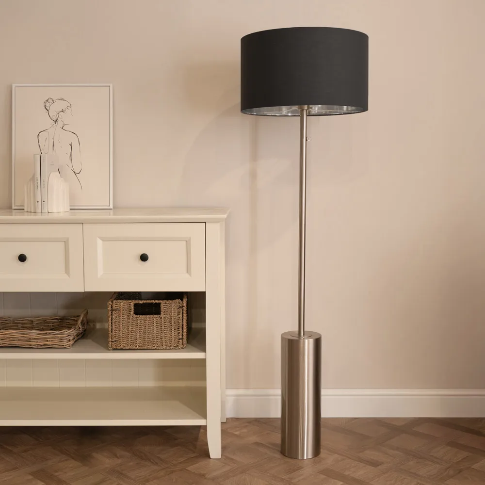 Lexy Dimmable LED Floor Lamp - Black, Chrome