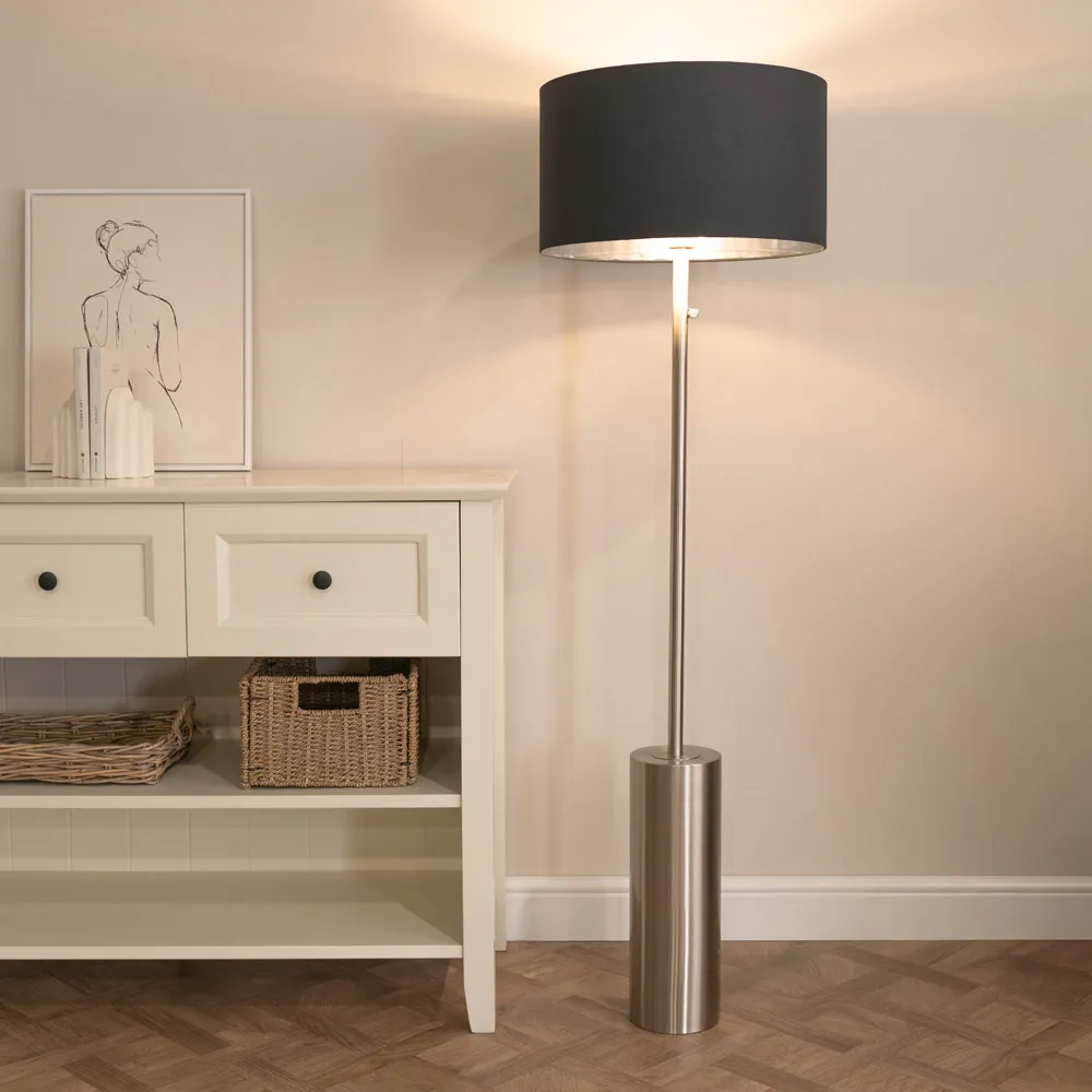 Lexy Dimmable LED Floor Lamp - Black, Chrome
