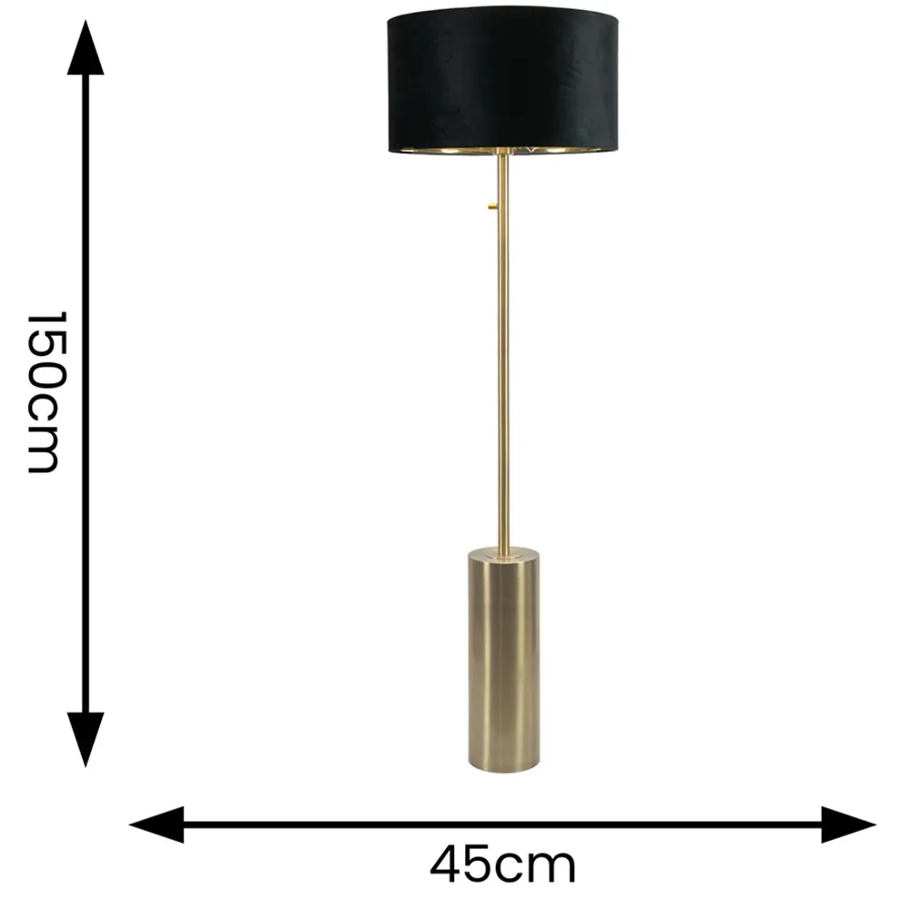 Lexy Dimmable LED Floor Lamp - Black Velvet, Gold