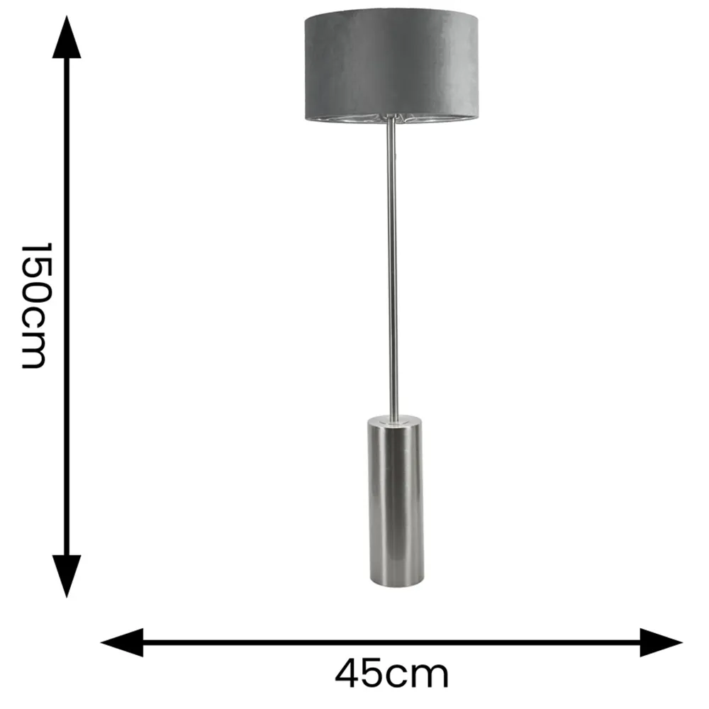 Lexy Dimmable LED Floor Lamp - Grey, Velvet