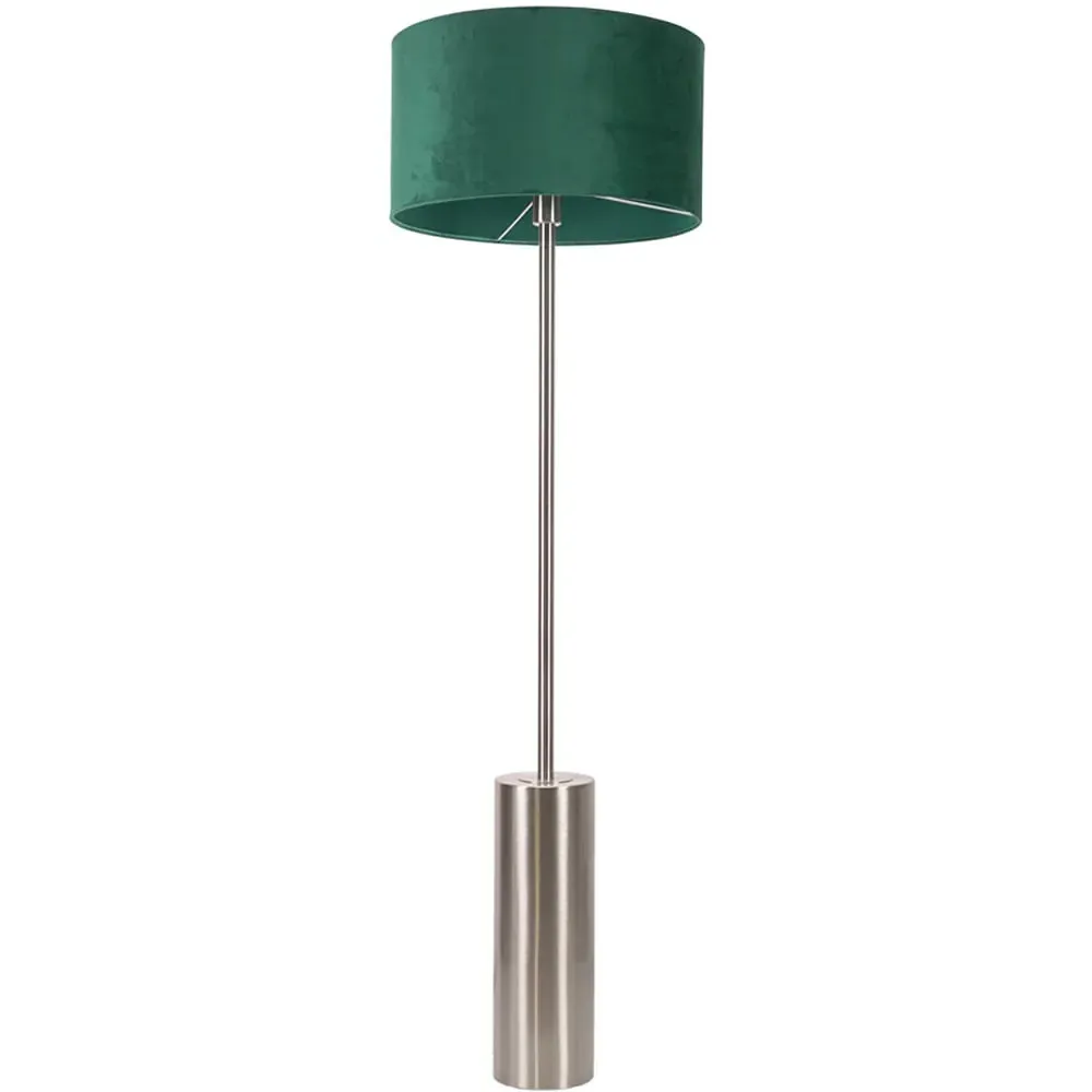 Lexy Drum Shade LED Floor Lamp with Dimmer - Forest Green, Chrome