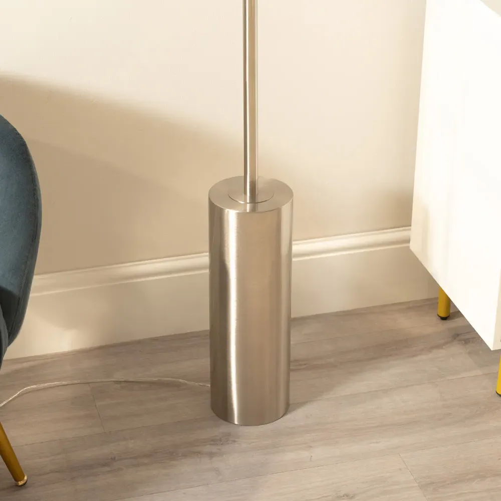 Lexy Drum Shade LED Floor Lamp with Dimmer - Natural, Chrome