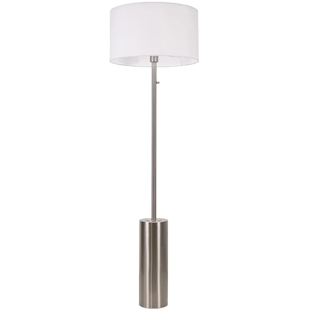 Lexy Drum Shade LED Floor Lamp with Dimmer - White, Chrome