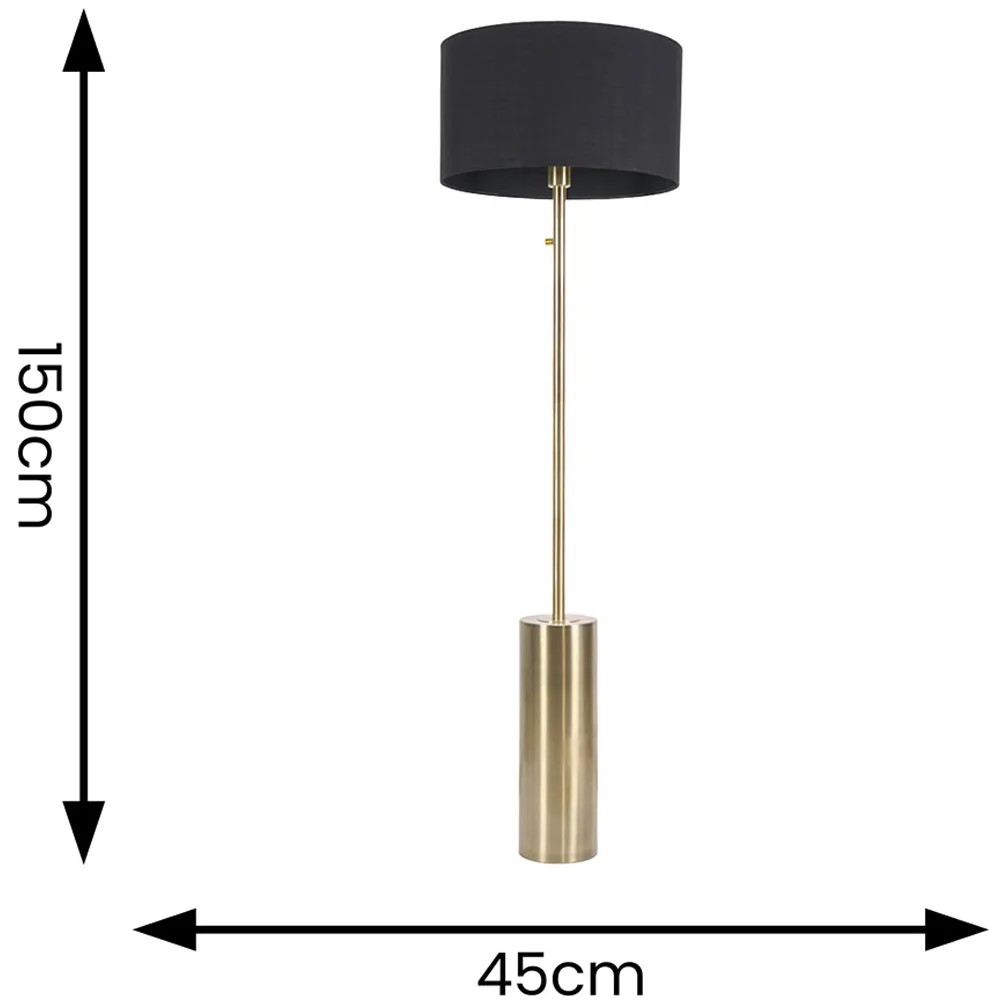 Lexy Reni Drum Shade Floor Lamp with LED - Black, Brass