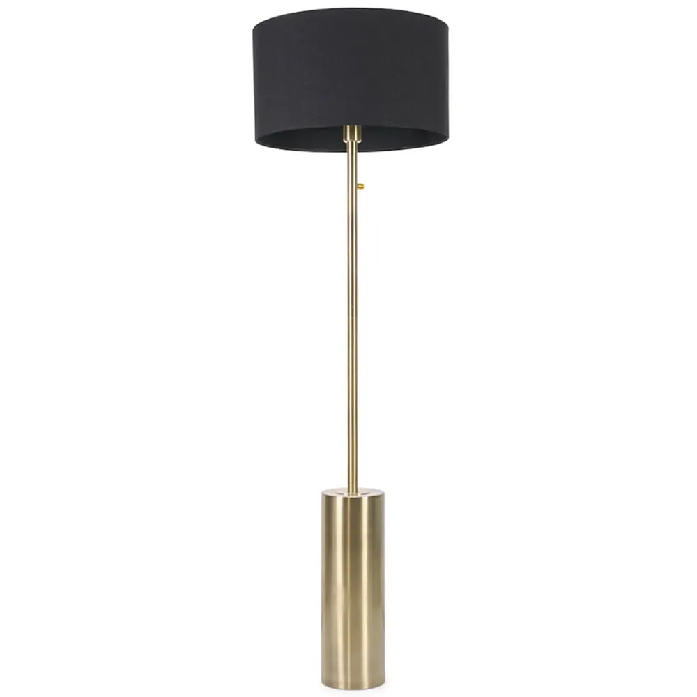 Lexy Reni Drum Shade Floor Lamp with LED - Black, Brass image