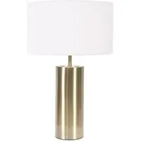 Lexy Reni Drum Shade Touch Table Lamp - White, Antique Brass