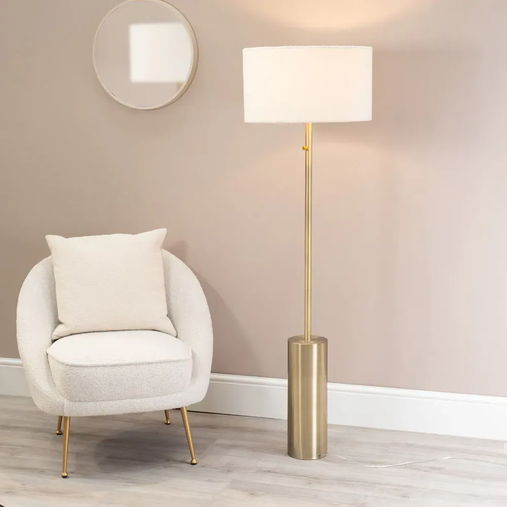 Lexy Reni Floor Lamp with Dimmable LED - Cream, Boucle