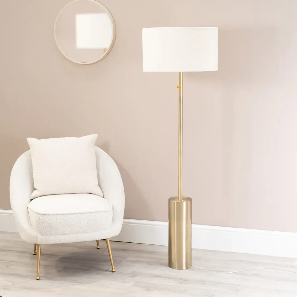 Lexy Reni Floor Lamp with Dimmable LED - Cream, Boucle