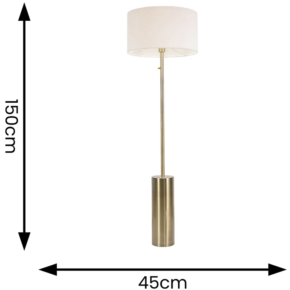 Lexy Reni Floor Lamp with Dimmable LED - Cream, Boucle