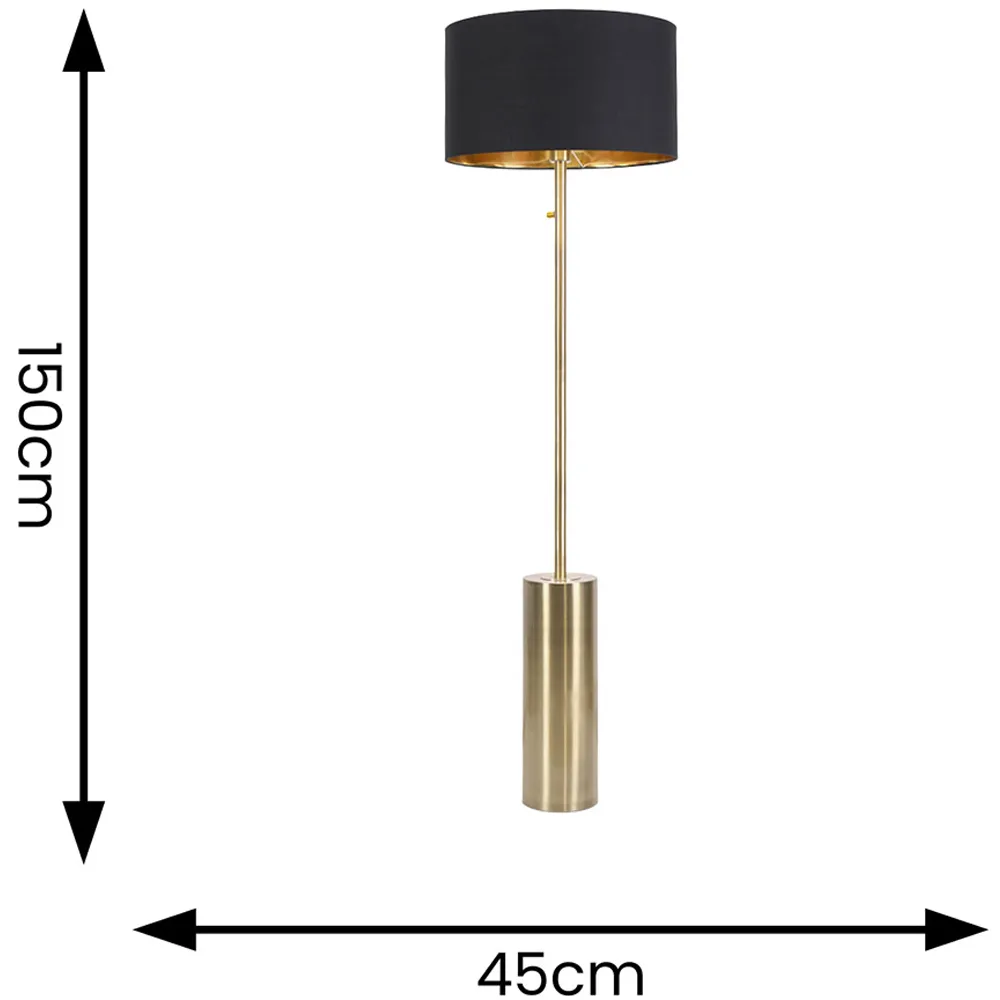 Lexy Reni LED Floor Lamp with Dimmer - Black, Antique Brass