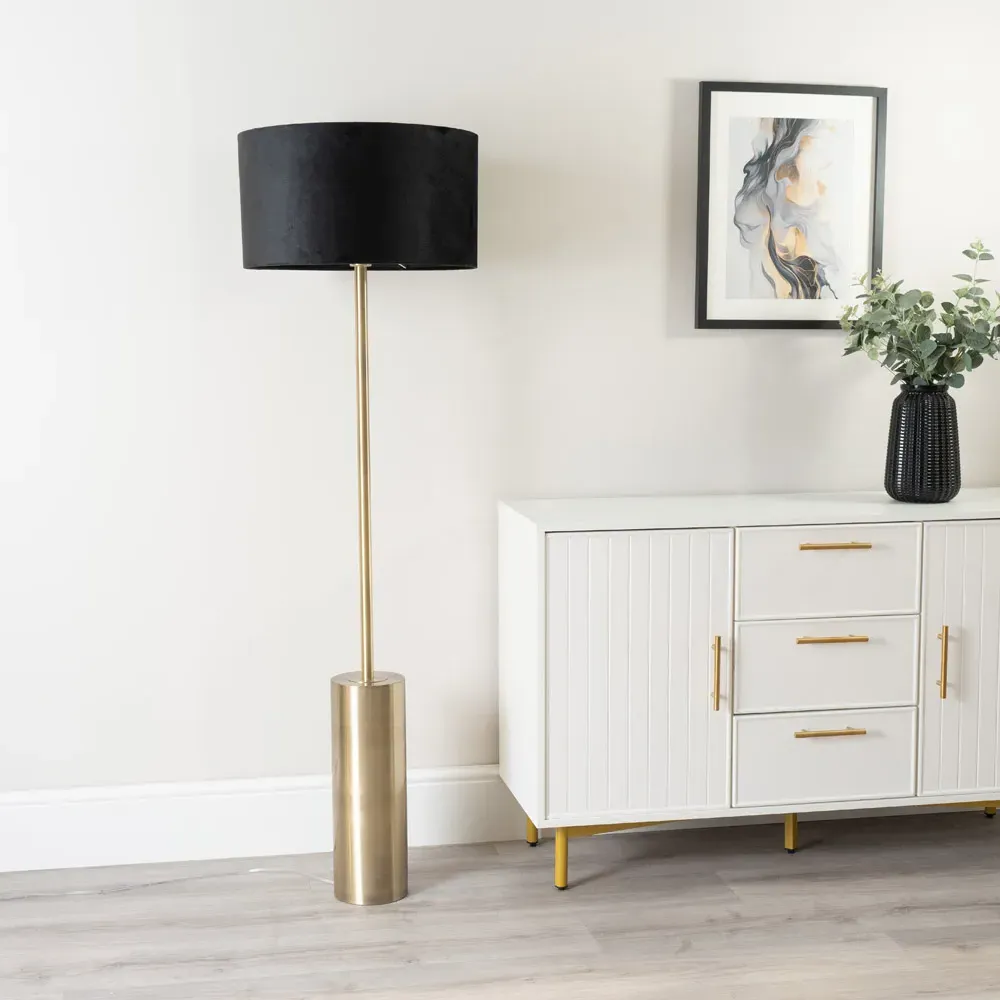 Lexy Reni LED Floor Lamp with Dimmer - Black, Antique Brass