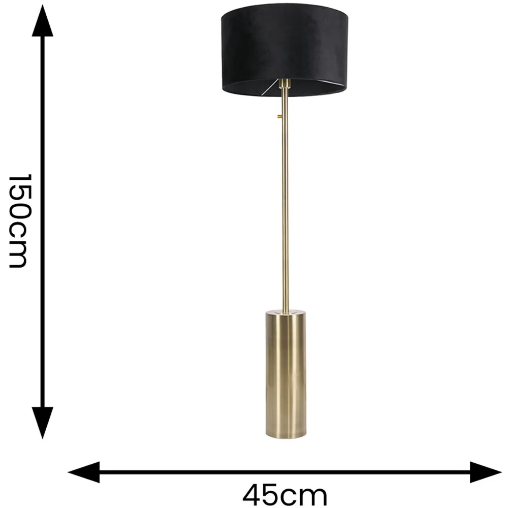 Lexy Reni LED Floor Lamp with Dimmer - Black, Antique Brass