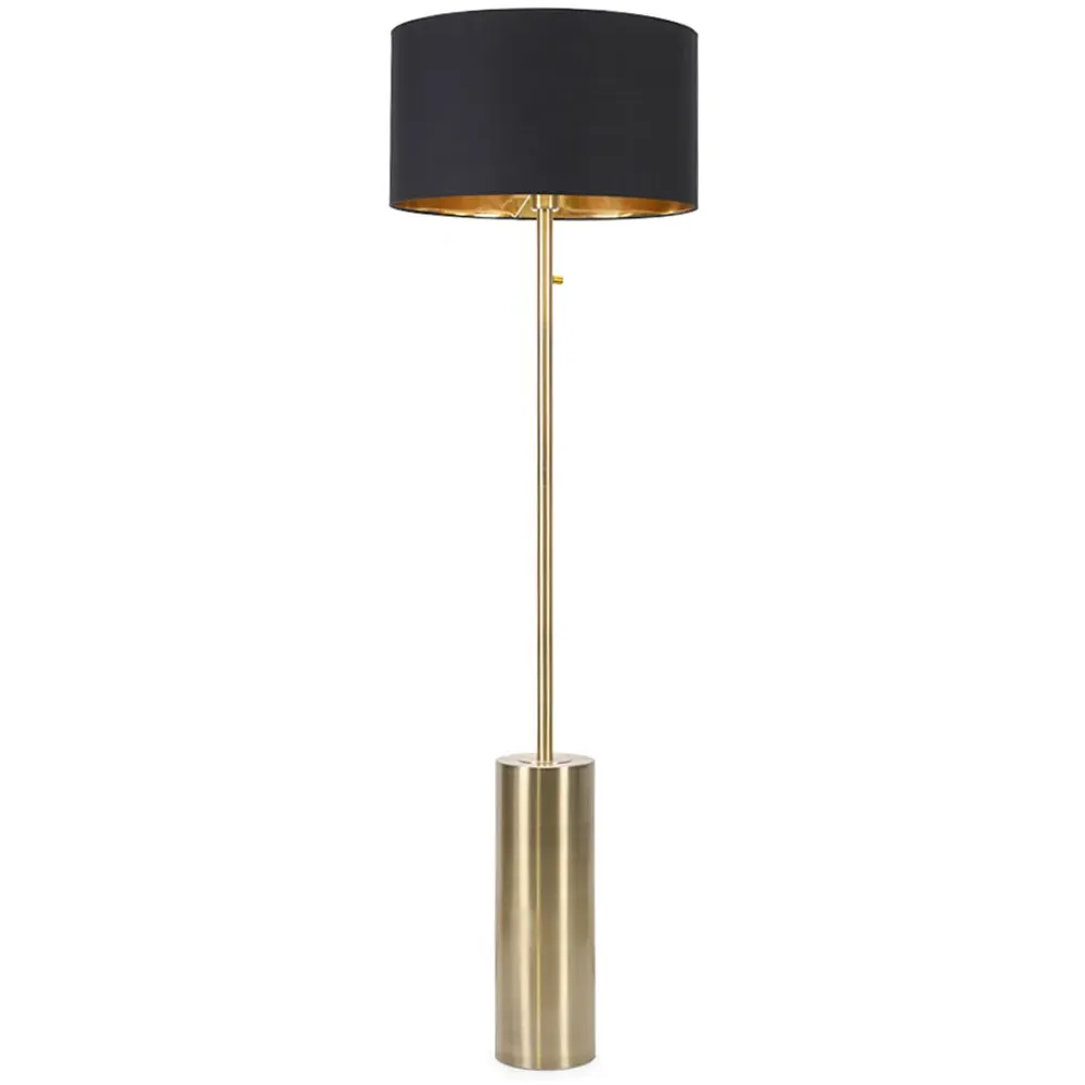 Lexy Reni LED Floor Lamp with Dimmer - Black, Antique Brass
