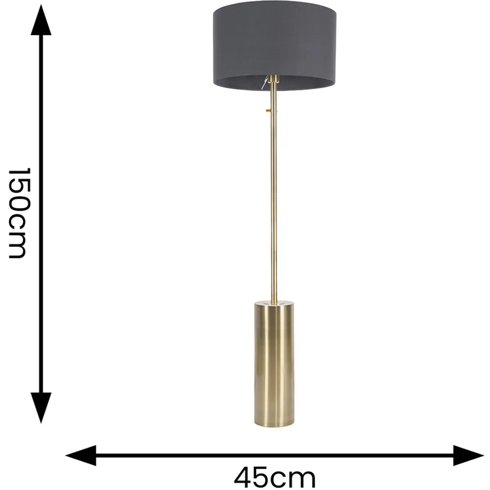 Lexy Reni LED Floor Lamp with Dimmer - Charcoal Grey, Antique Brass