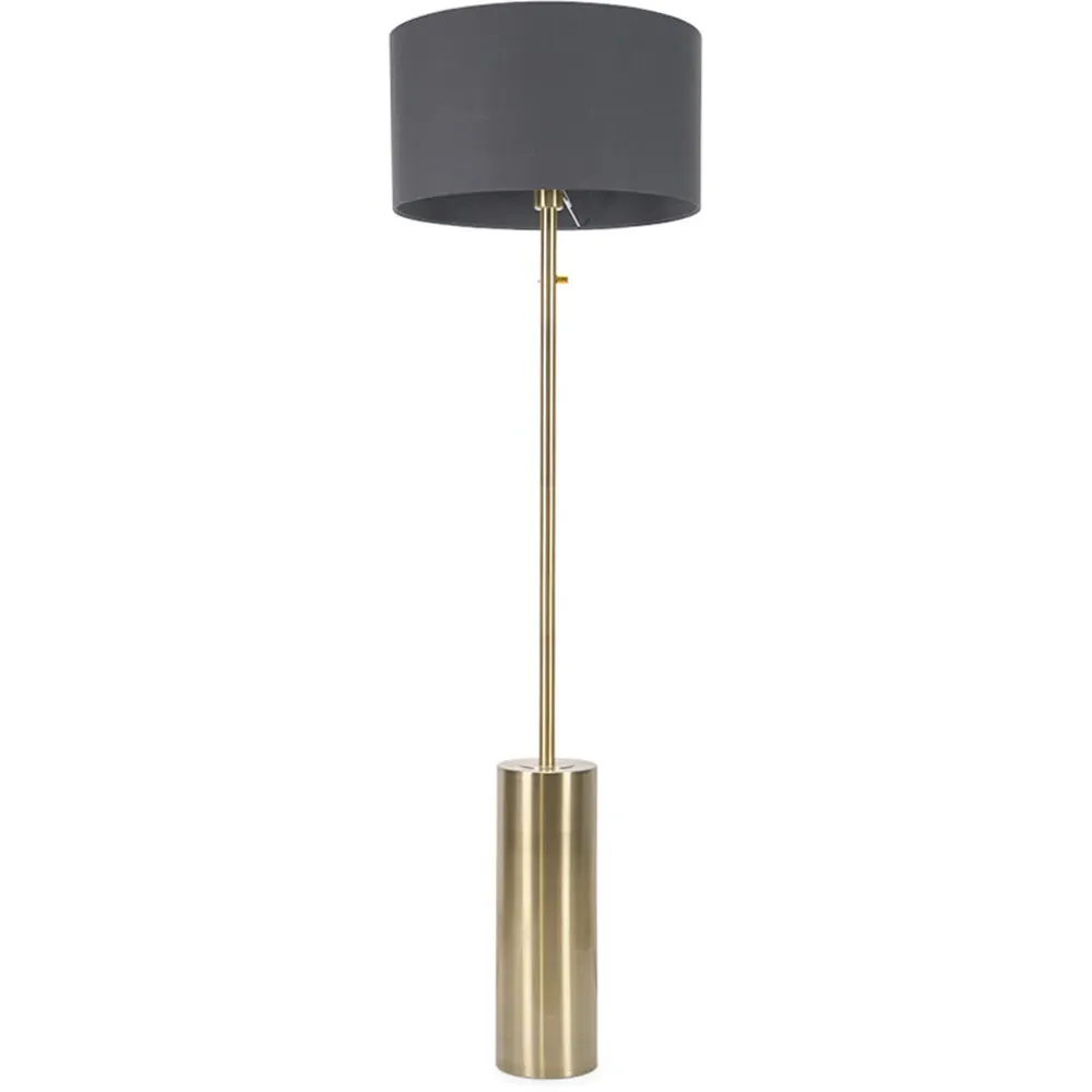Lexy Reni LED Floor Lamp with Dimmer - Charcoal Grey, Antique Brass