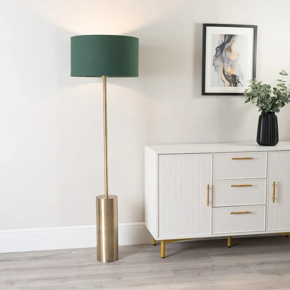 Lexy Reni LED Floor Lamp with Dimmer - Forest Green, Fabric