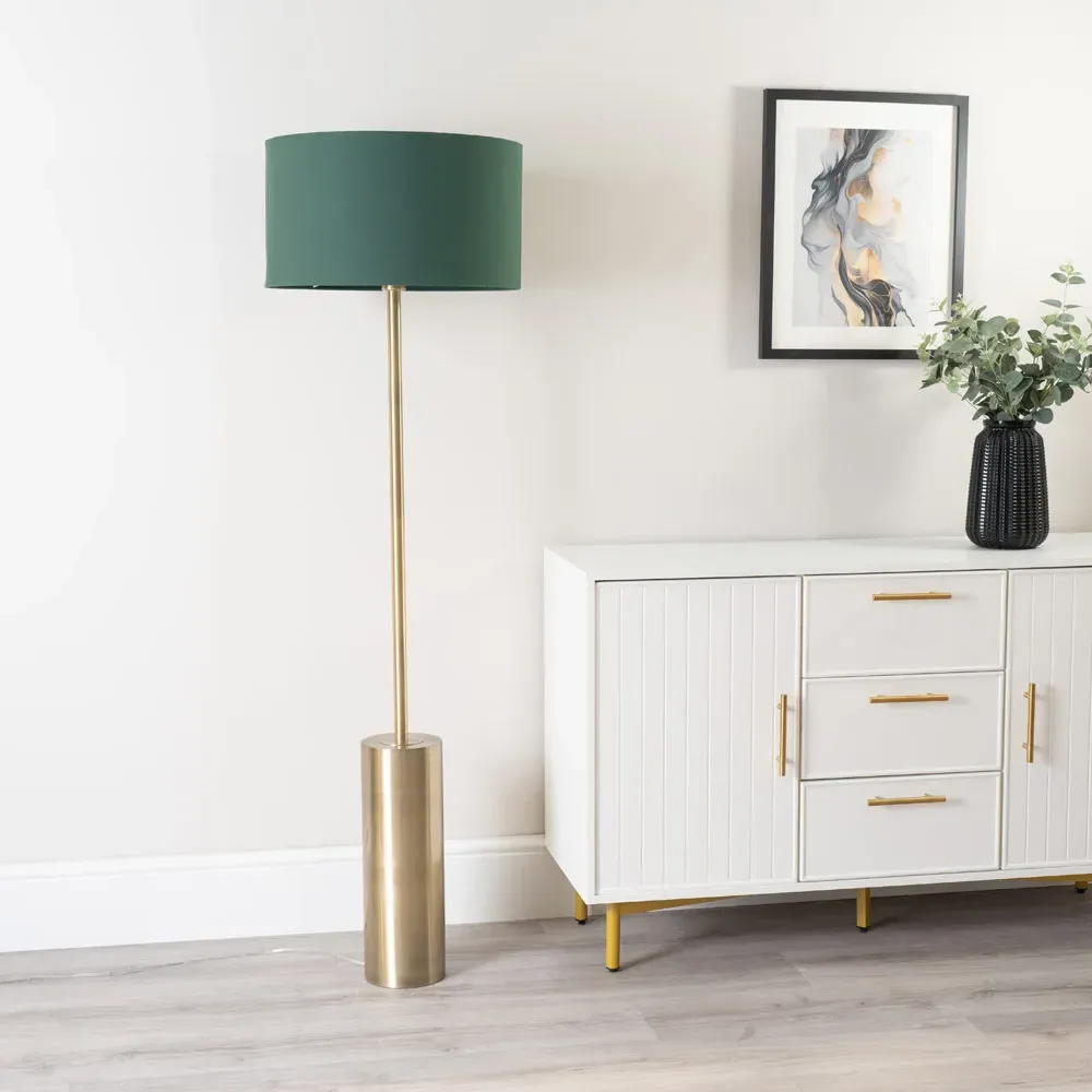 Lexy Reni LED Floor Lamp with Dimmer - Forest Green, Fabric