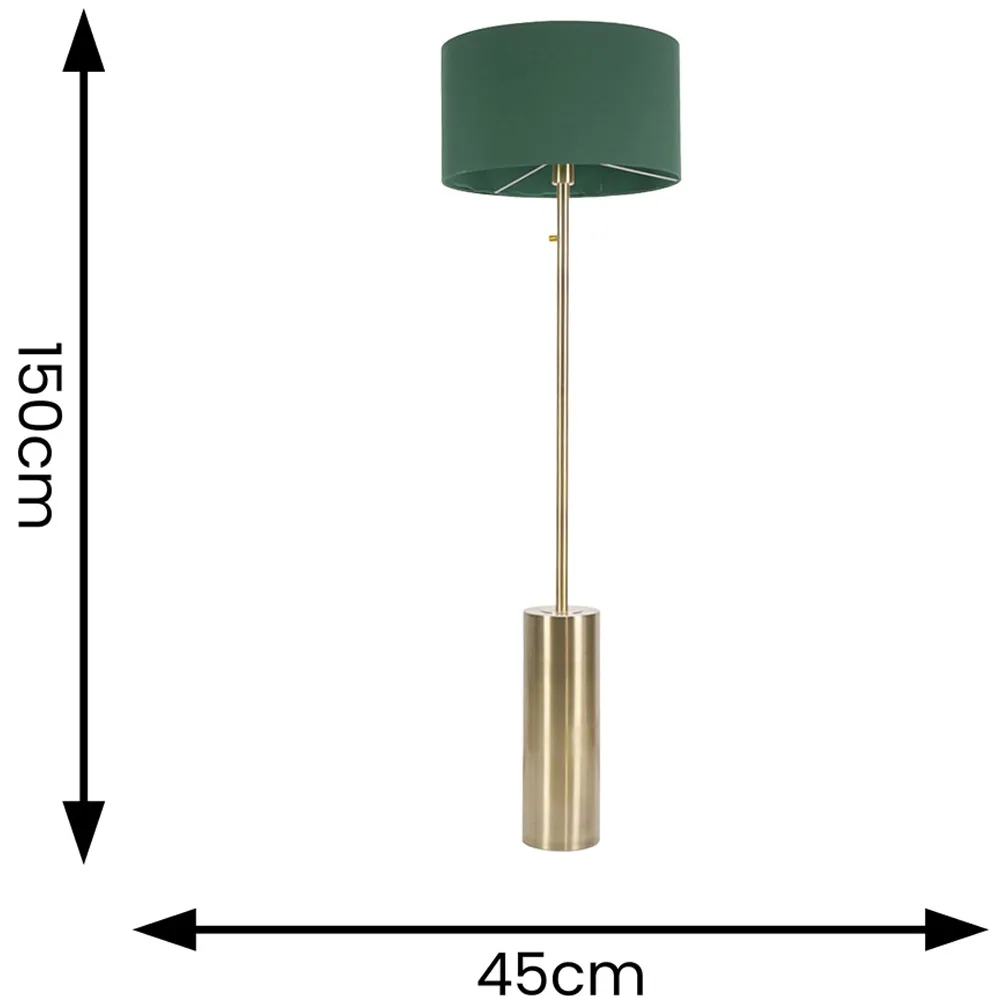 Lexy Reni LED Floor Lamp with Dimmer - Forest Green, Fabric