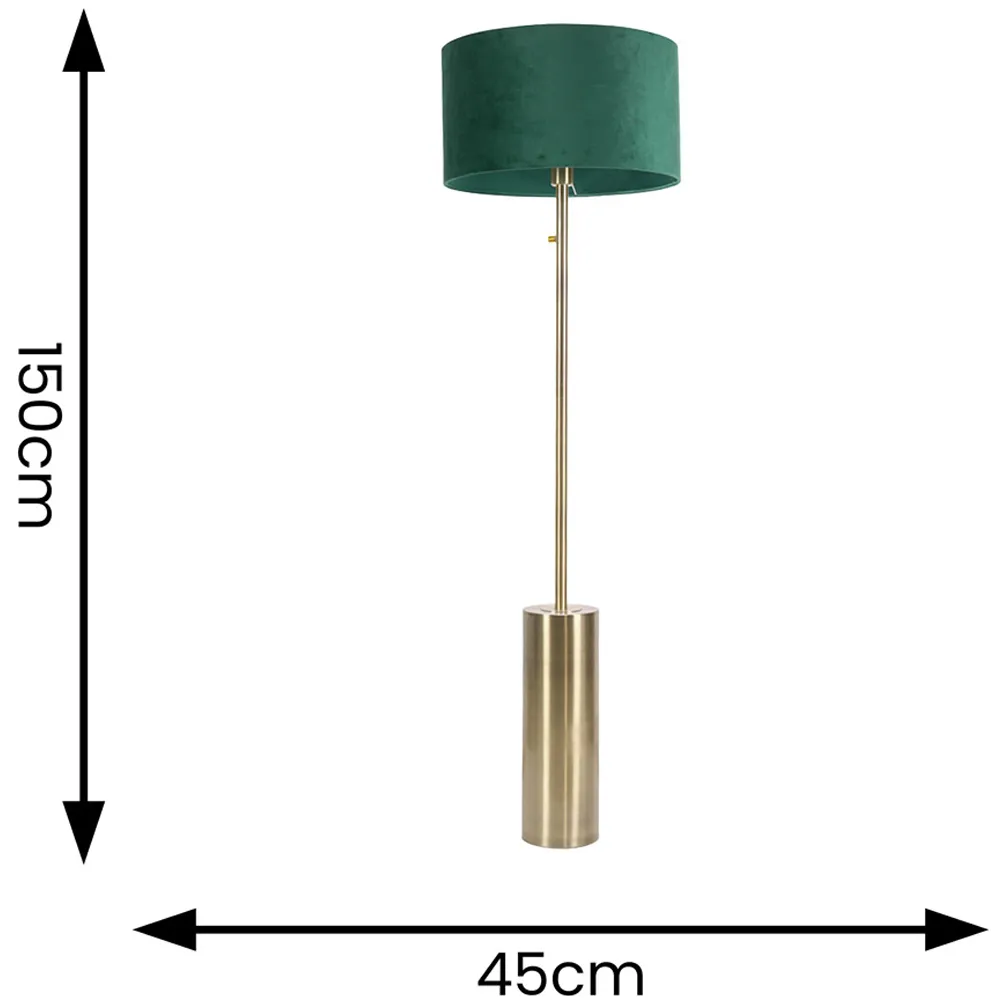 Lexy Reni LED Floor Lamp with Dimmer - Forest Green, Velvet