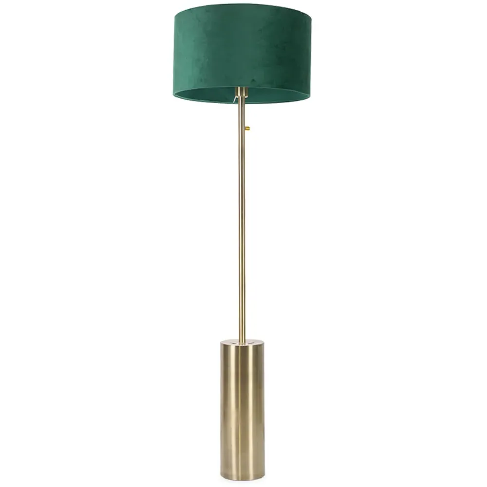 Lexy Reni LED Floor Lamp with Dimmer - Forest Green, Velvet