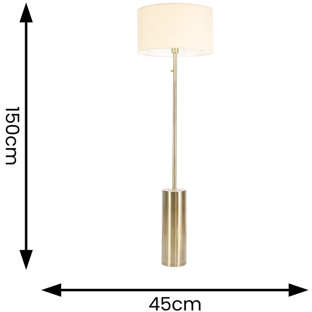 Lexy Reni LED Floor Lamp with Dimmer - Natural, Antique Brass