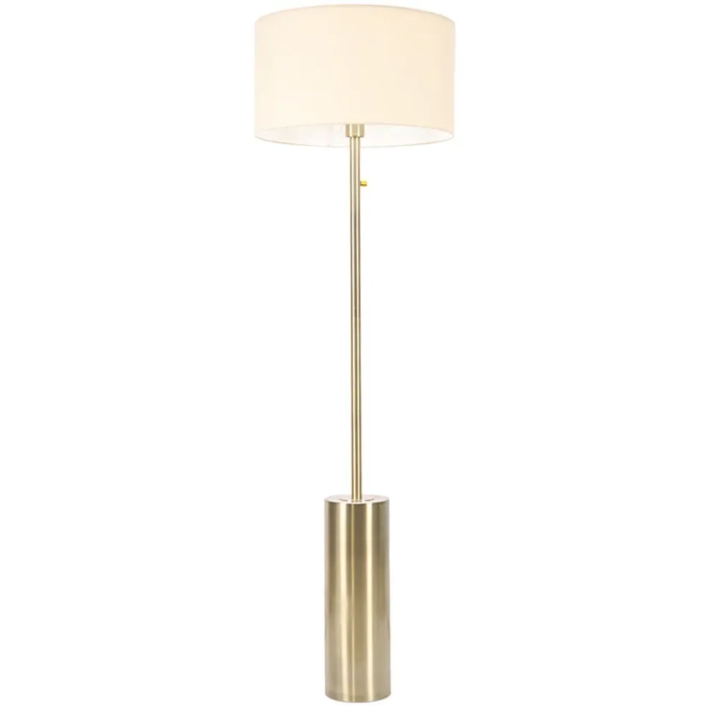 Lexy Reni LED Floor Lamp with Dimmer - Natural, Antique Brass