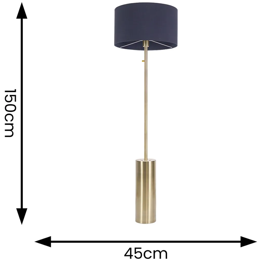 Lexy Reni LED Floor Lamp with Dimmer - Navy Blue, Antique Brass