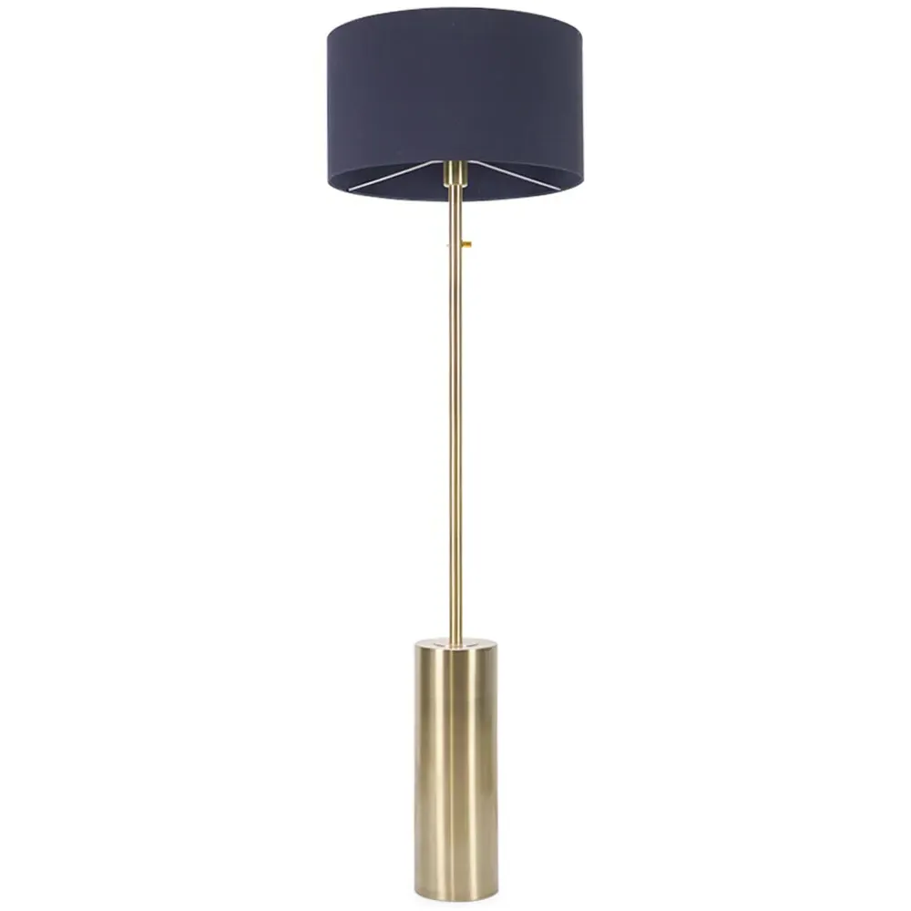Lexy Reni LED Floor Lamp with Dimmer - Navy Blue, Antique Brass