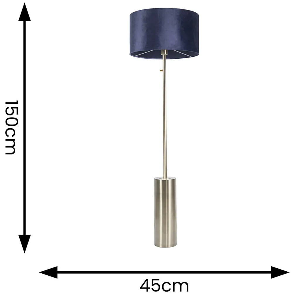 Lexy Reni LED Floor Lamp with Dimmer - Navy Blue, Velvet