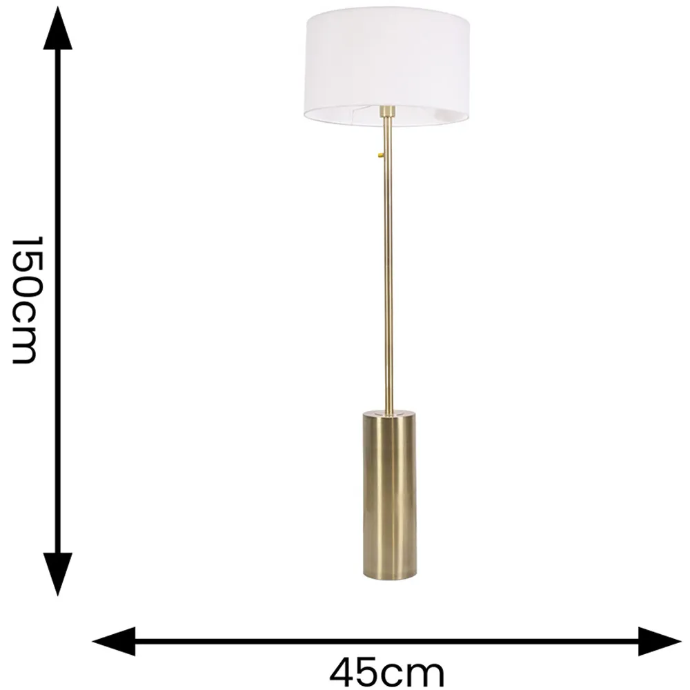 Lexy Reni LED Floor Lamp with Dimmer - White, Antique Brass