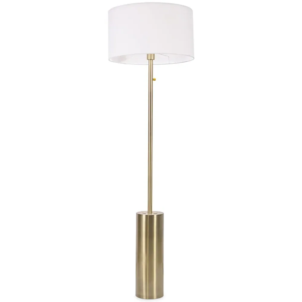 Lexy Reni LED Floor Lamp with Dimmer - White, Antique Brass