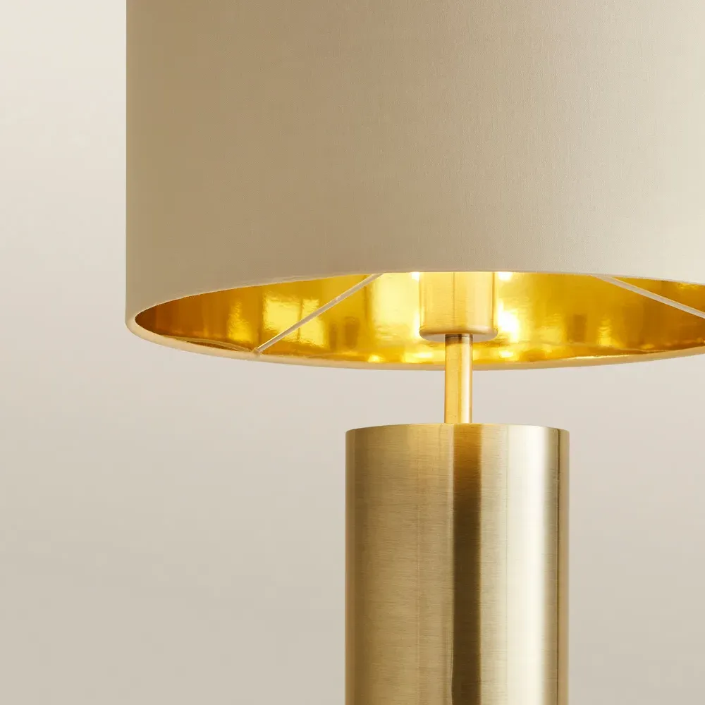 Lexy Reni LED Table Lamp with Dimmer - Beige, Antique Brass