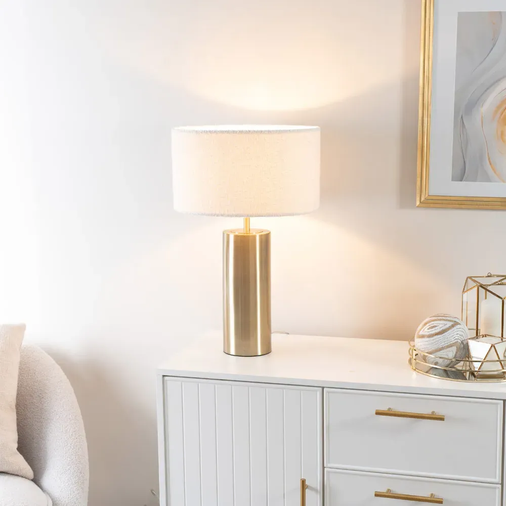 Lexy Reni Table Lamp with Touch Control - Cream, Boucle