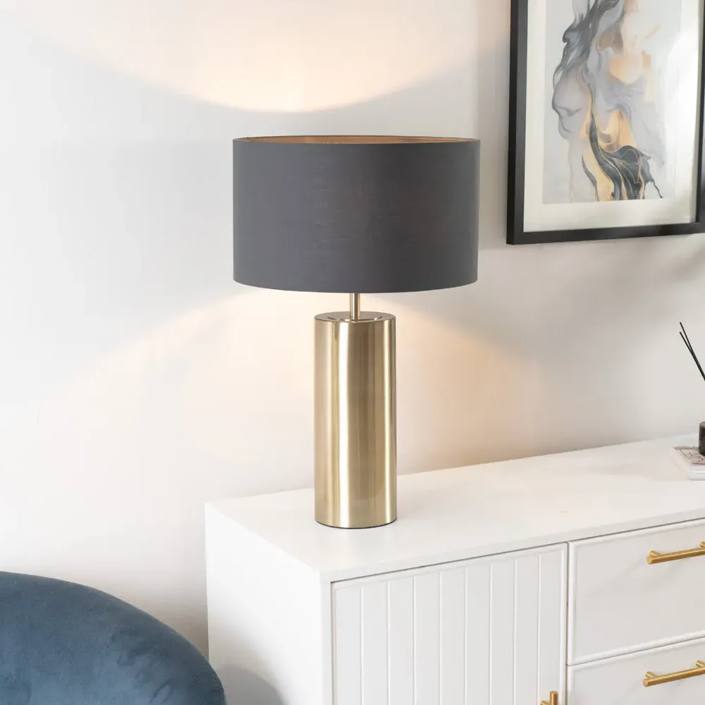 Lexy Reni Touch LED Table Lamp - Charcoal Grey, Brass
