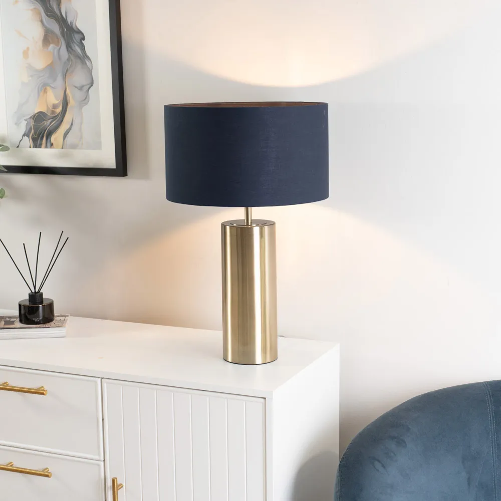 Lexy Reni Touch LED Table Lamp - Navy Blue, Brass