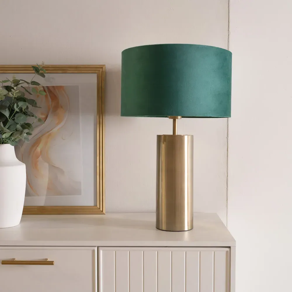 Lexy Touch Table Lamp - Forest Green, Velvet