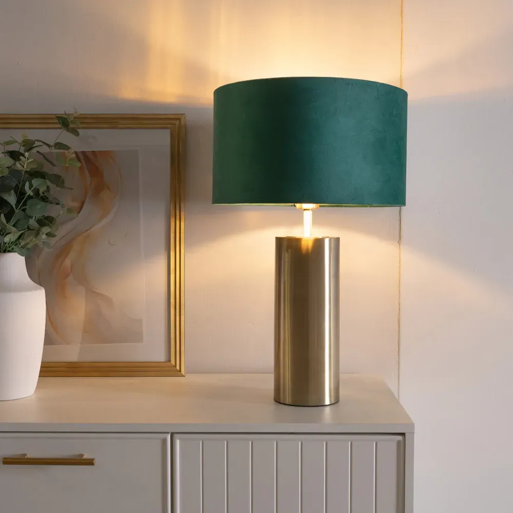 Lexy Touch Table Lamp - Forest Green, Velvet