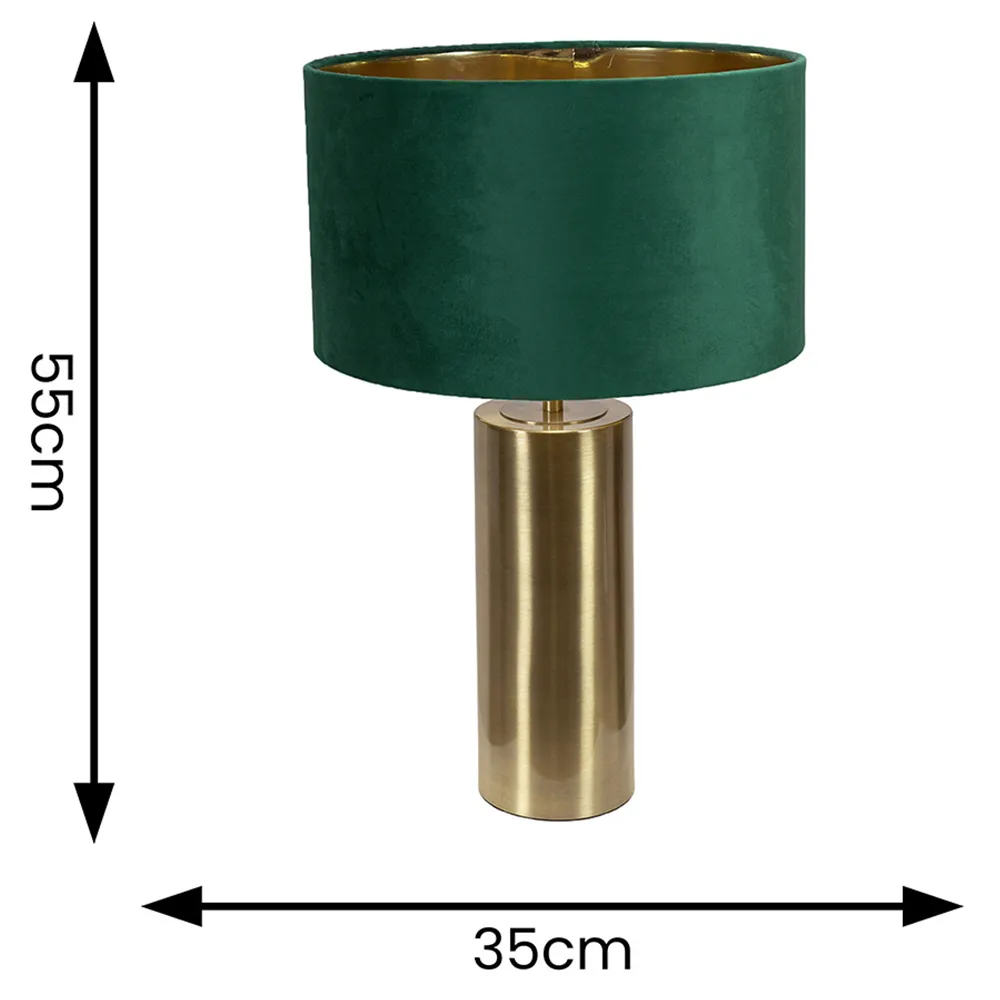 Lexy Touch Table Lamp - Forest Green, Velvet